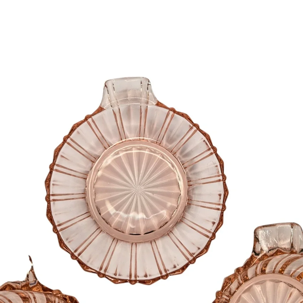 Anchor Hocking Fortune Pink Depression Glass Handled Nappy Bowls Set of 3